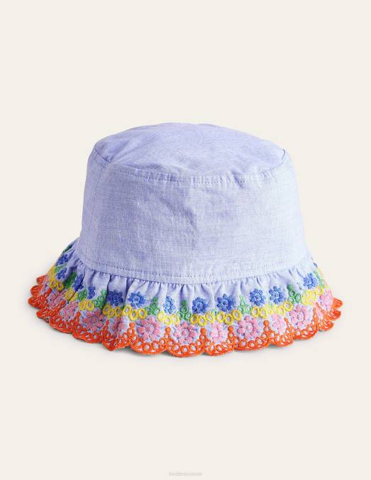 Boden accessoire chambray bleu bébé chapeau bob à broderies LB2X561