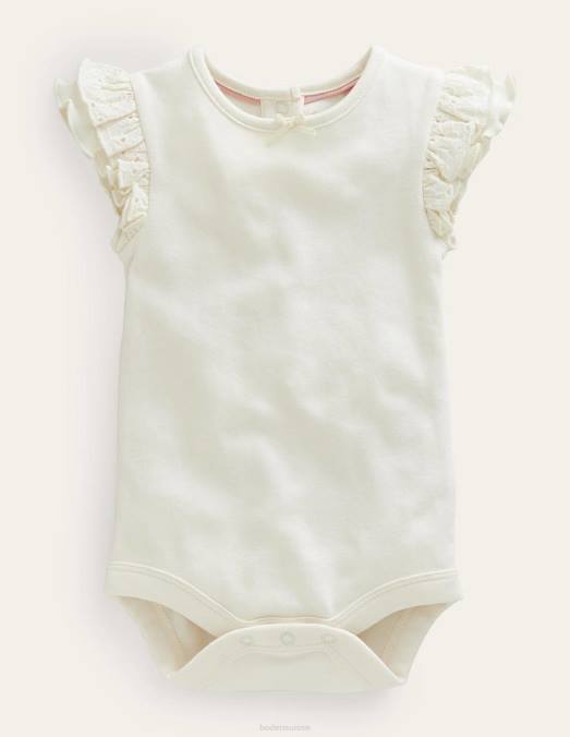 Boden vêtements Ivoire bébé body à manches brodées LB2X3367