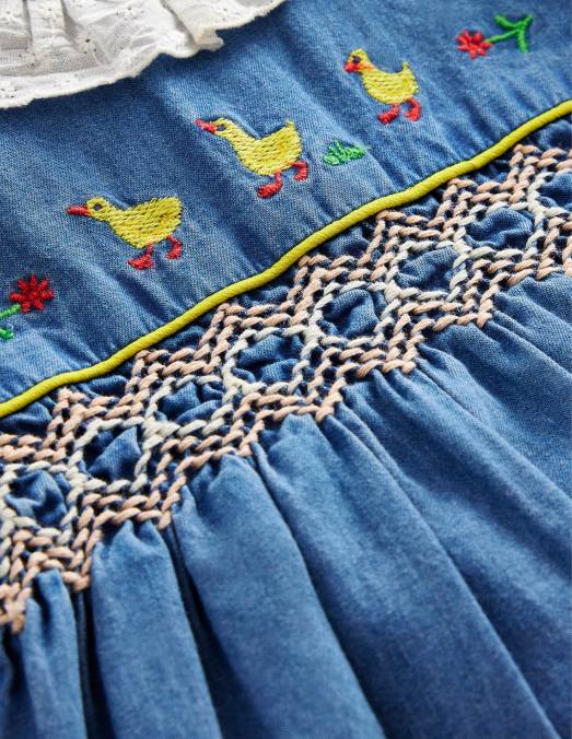 Boden vêtements canards chambray bébé barboteuse tissée à smocks LB2X3440
