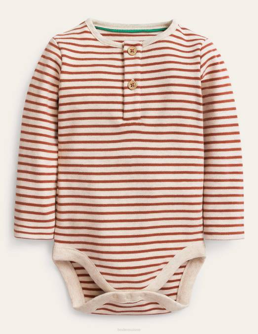 Boden vêtements flocons d'avoine/châtaignes grillées bébé body henley douillet LB2X3337
