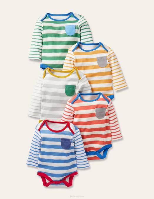 Boden vêtements multi-rayures bébé lot de 5 bodys rayés LB2X3371