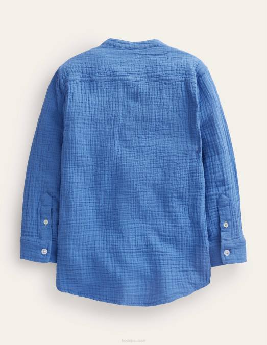 Boden vêtements bleu de Delft bébé chemise grand-père en double tissu LB2X3323