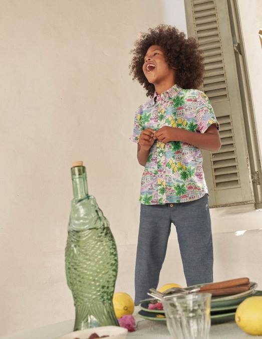 Boden vêtements impression multi-scènes bébé chemise en coton et lin LB2X3488