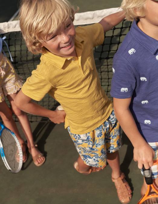 Boden vêtements jaune moutarde bébé polo en jersey flammé LB2X3408