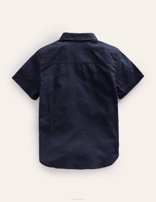 Boden vêtements marine bébé chemise en lin et coton LB2X3004
