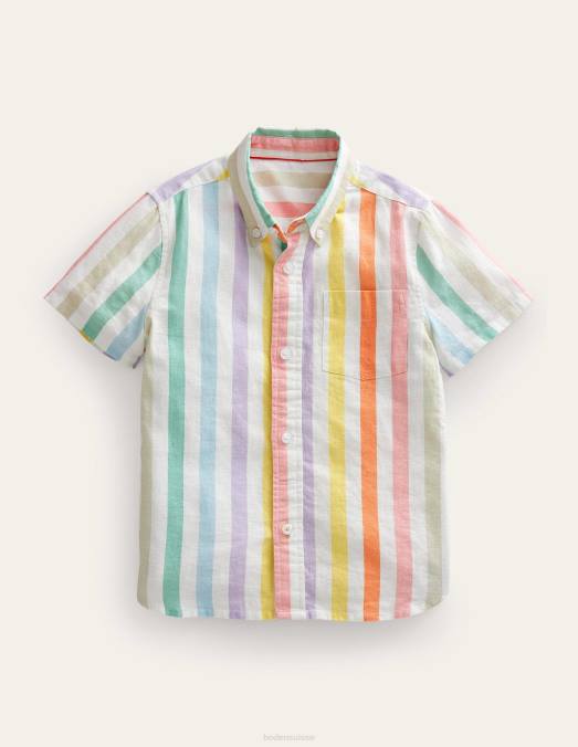 Boden vêtements renoncule et arc-en-ciel de csarite bébé chemise en coton et lin LB2X3473