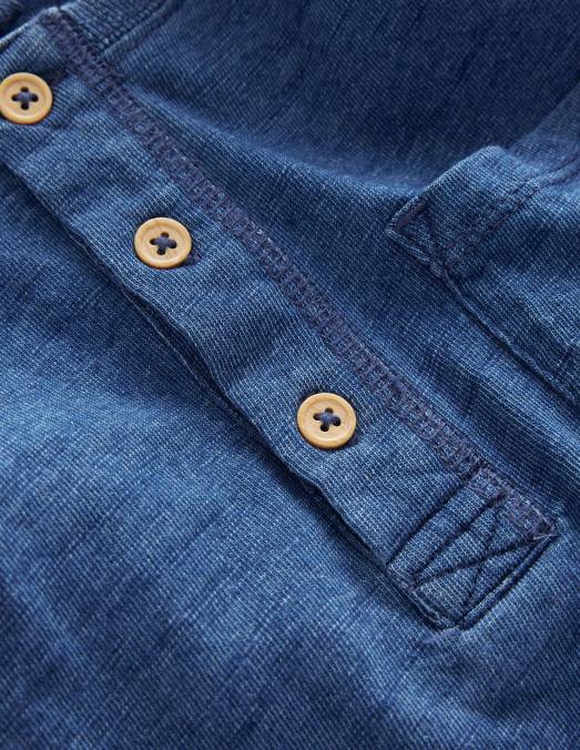 Boden vêtements Bleu indigo bébé t-shirt henley en coton lavé LB2X3420