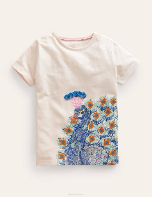 Boden vêtements Paon gousse de vanille bébé t-shirt à logo en surpiqûres LB2X387