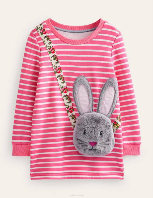 Boden vêtements azalée rose/ivoire bébé tunique à poches appliquées LB2X381