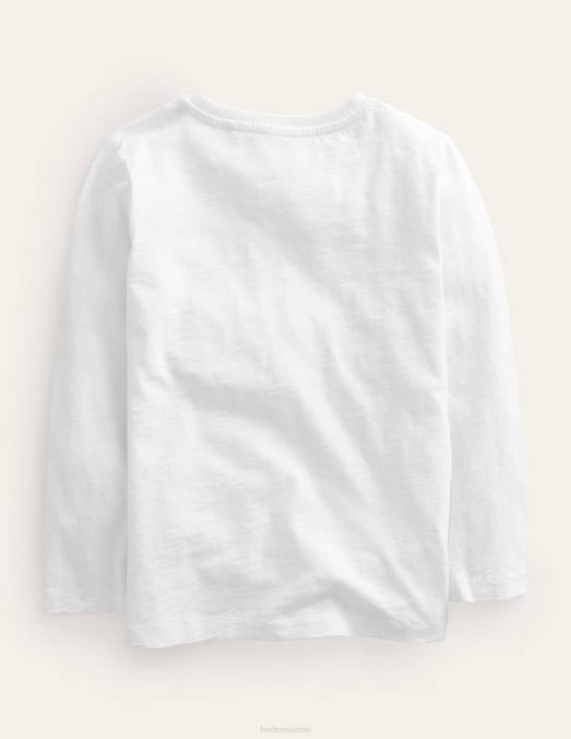 Boden vêtements blanc bébé t-shirt délavé à manches longues LB2X388