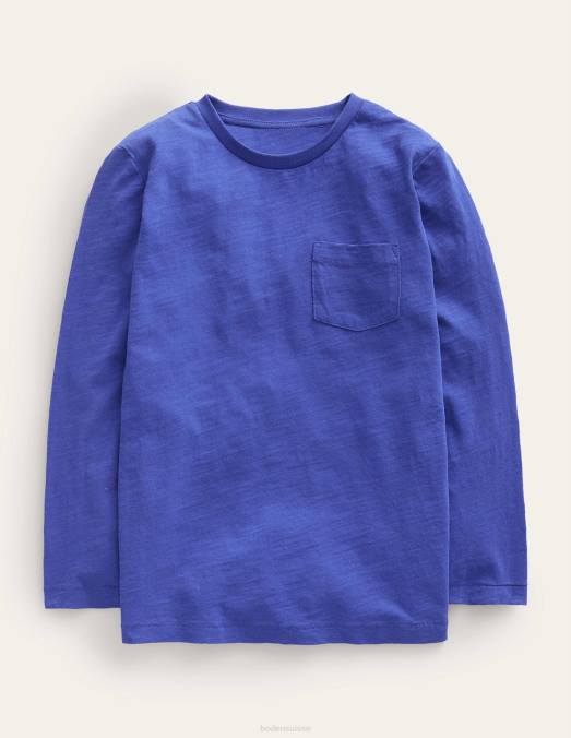 Boden vêtements bleu brillant bébé t-shirt délavé à manches longues LB2X385