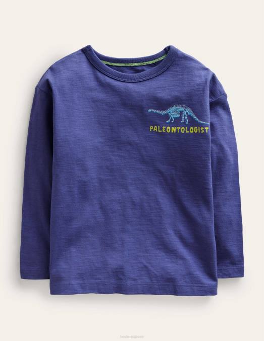 Boden vêtements bleu tribord souple bébé t-shirt amusant avec logo scientifique LB2X423