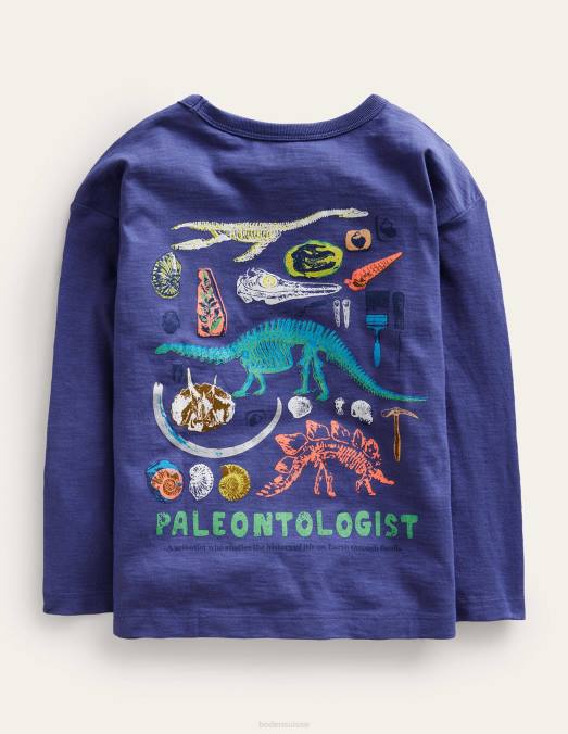 Boden vêtements bleu tribord souple bébé t-shirt amusant avec logo scientifique LB2X423