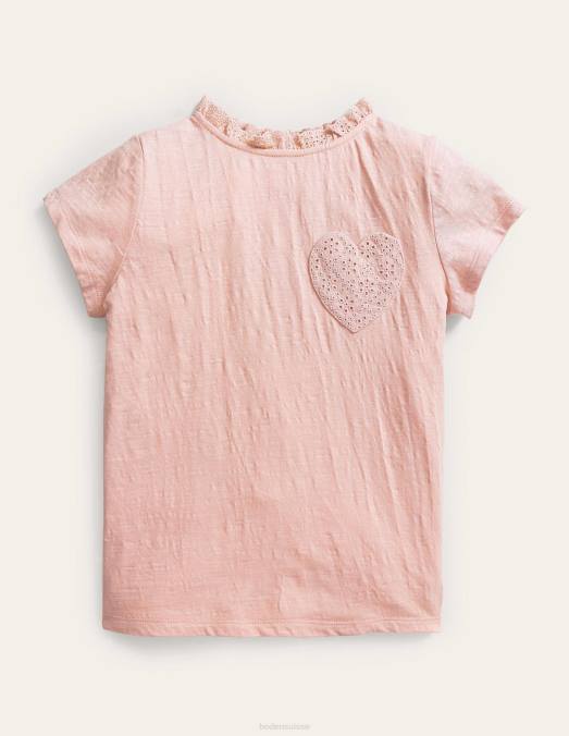 Boden vêtements boto rose bébé t-shirt à poche brodée LB2X3451