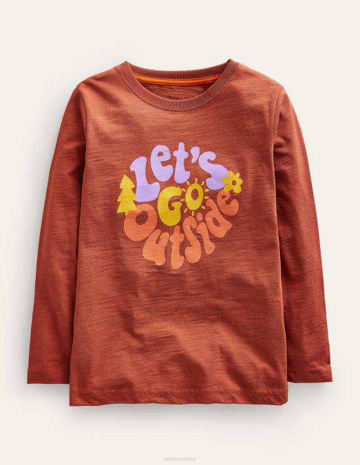 Boden vêtements châtaigne rôtie bébé t-shirt à slogan LB2X413