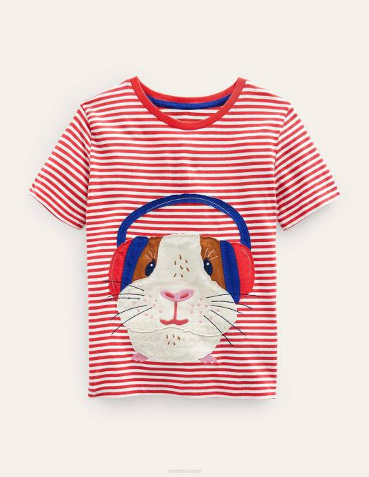 Boden vêtements cochon d'inde confiture/ivoire bébé t-shirt appliqué drôle LB2X3441