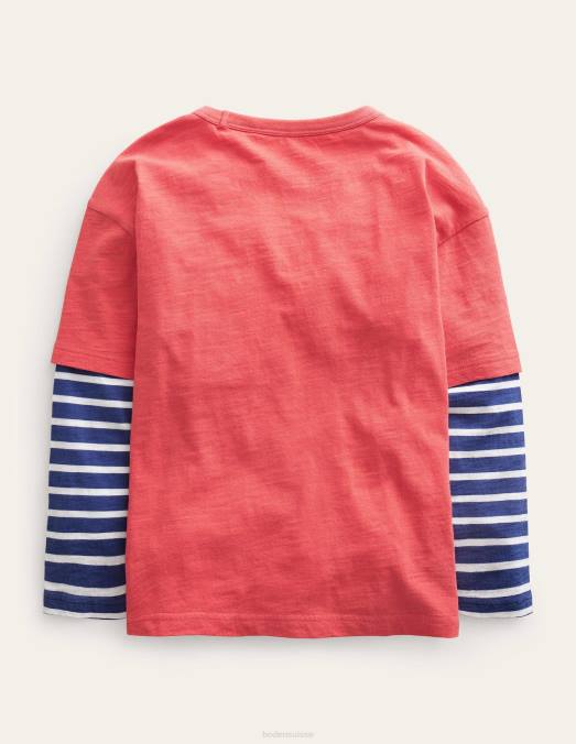 Boden vêtements confiture rouge bébé t-shirt superposé à manches longues LB2X411