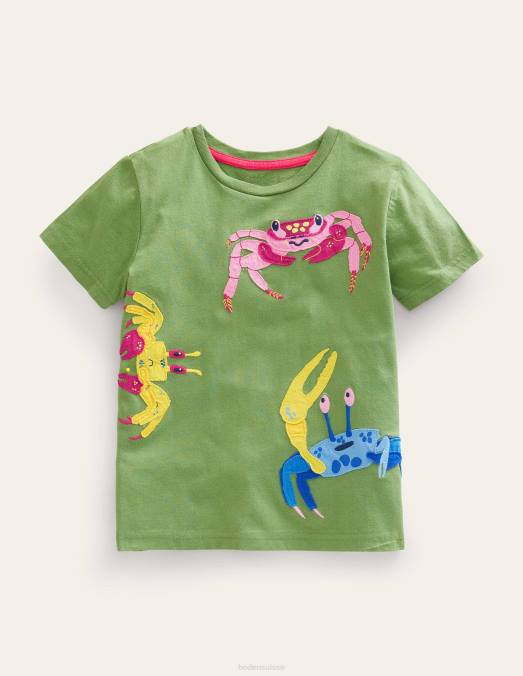 Boden vêtements crabes verts safari bébé t-shirt texturé à appliqué LB2X3377