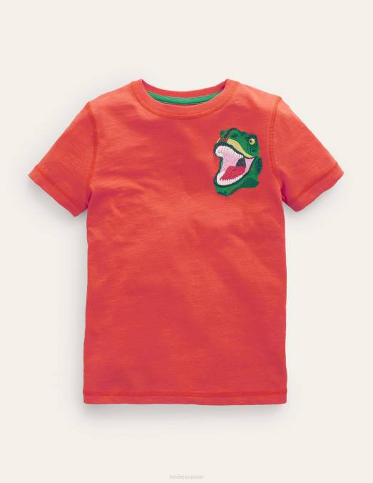 Boden vêtements dinosaure mandarine bébé t-shirt à surpiqûres délavées LB2X3414