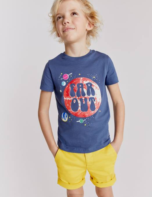 Boden vêtements espace bleu robot bébé t-shirt à slogan lumineux LB2X3436