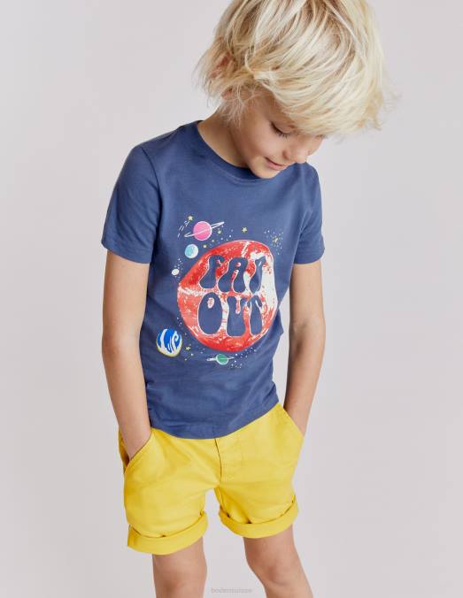 Boden vêtements espace bleu robot bébé t-shirt à slogan lumineux LB2X3436
