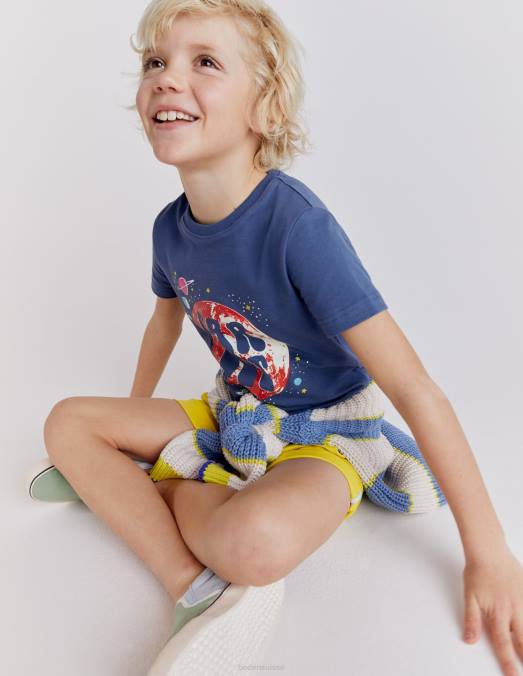 Boden vêtements espace bleu robot bébé t-shirt à slogan lumineux LB2X3436