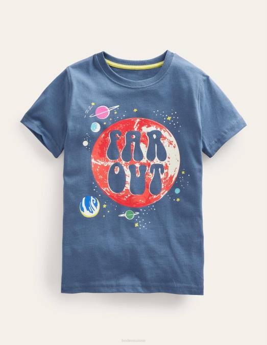 Boden vêtements espace bleu robot bébé t-shirt à slogan lumineux LB2X3436