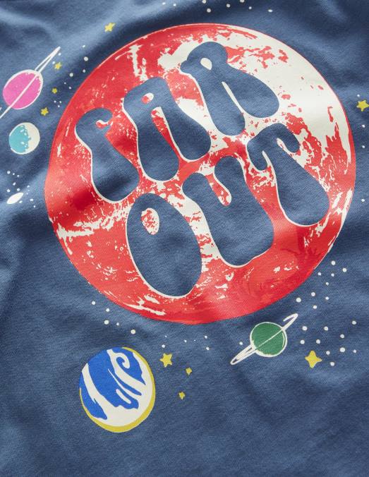 Boden vêtements espace bleu robot bébé t-shirt à slogan lumineux LB2X3436