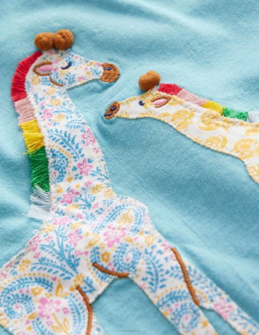 Boden vêtements girafe bleue delphinium bébé grand haut appliqué LB2X382