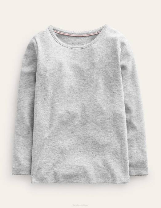 Boden vêtements gris chiné bébé haut à manches longues en pointelle LB2X402