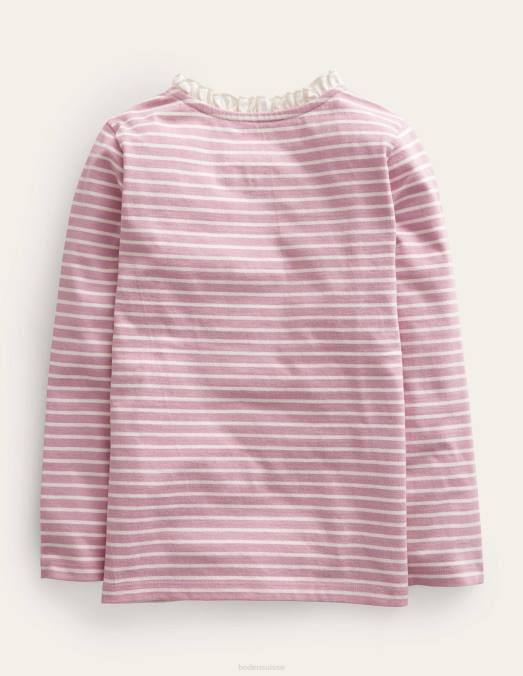 Boden vêtements ivoire/rose vintage bébé marinière à volants henley LB2X419