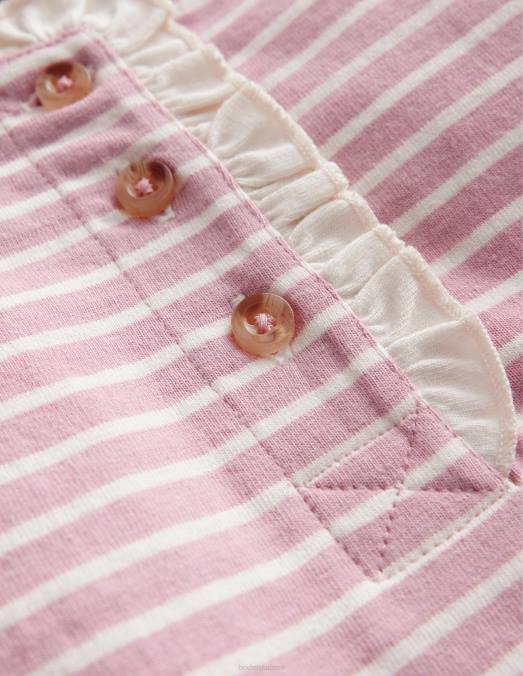 Boden vêtements ivoire/rose vintage bébé marinière à volants henley LB2X419