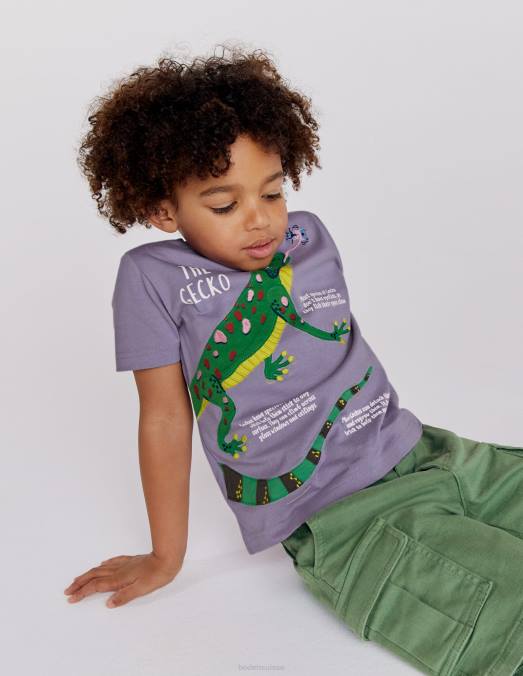Boden vêtements lézard brumeux de lavande bébé t-shirt faits sur les animaux LB2X3374