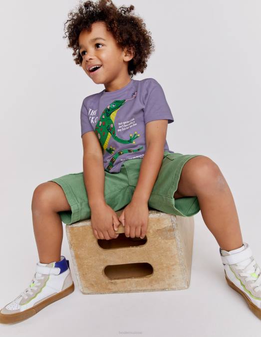 Boden vêtements lézard brumeux de lavande bébé t-shirt faits sur les animaux LB2X3374