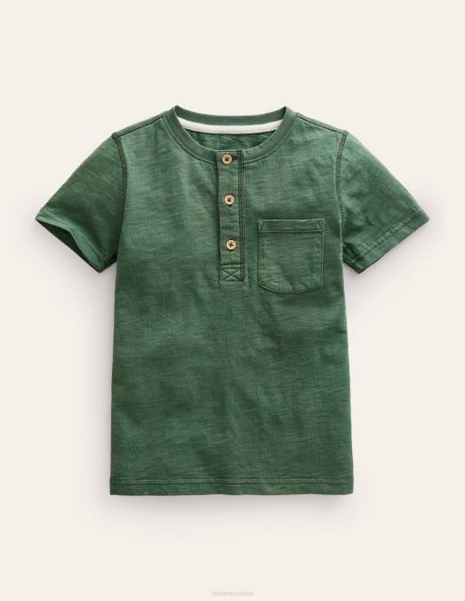 Boden vêtements monstre vert bébé t-shirt henley en coton lavé LB2X391