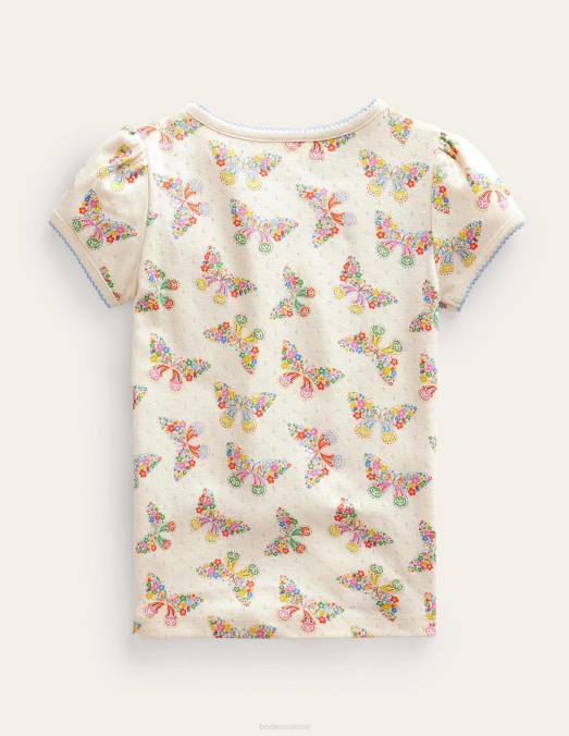 Boden vêtements papillons de gousse de vanille bébé haut à manches courtes en pointelle LB2X3476