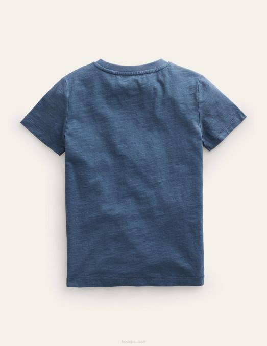 Boden vêtements robot bleu bébé t-shirt flammé délavé LB2X379