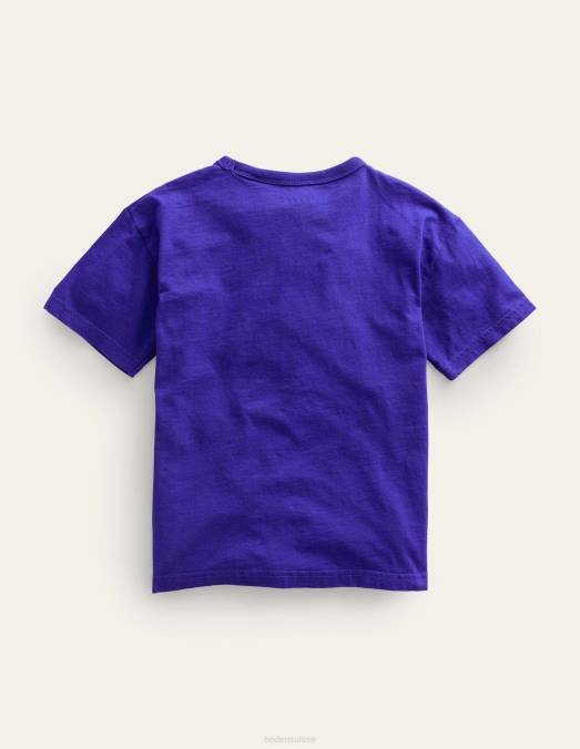 Boden vêtements surfeur bleu marn bébé t-shirt en coton à imprimé spatial LB2X395