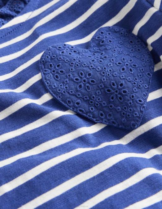 Boden vêtements tribord bleu/ivoire bébé haut à manches longues et poche cœur LB2X3454