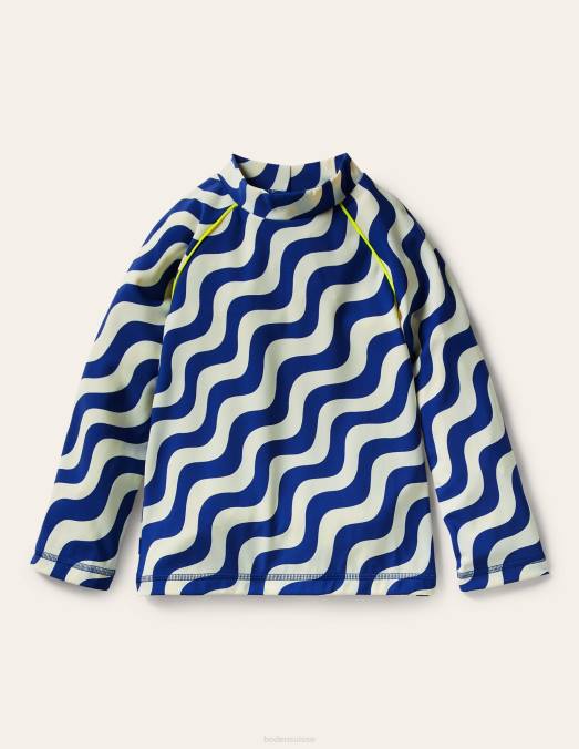 Boden vêtements vague ivoire/bleu bébé gilet anti-éruption à motif LB2X3372