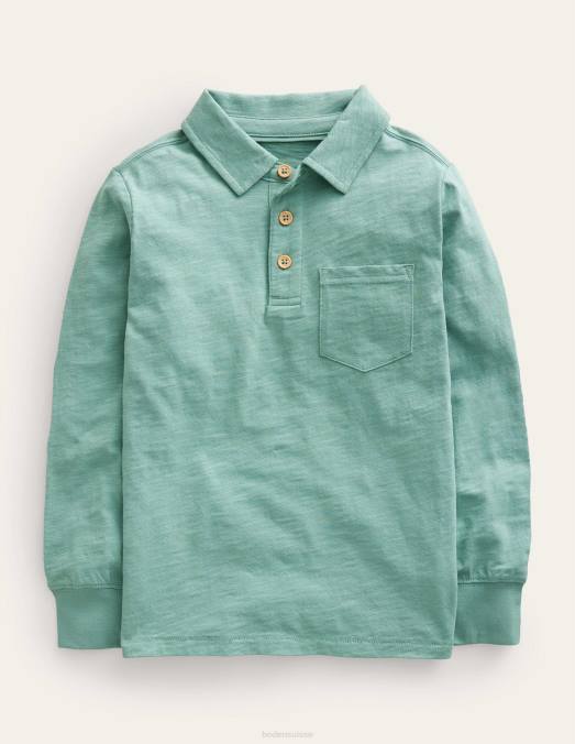 Boden vêtements vert fumée bébé polo flammé à manches longues LB2X416