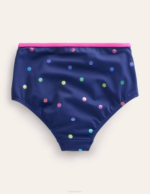Boden vêtements confettis en aluminium arc-en-ciel bleu marine bébé bas de bikini taille haute LB2X485