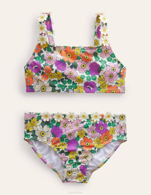 Boden vêtements floral d'orchidée ivoire et rayonnante bébé bikini à bretelles marguerites LB2X464