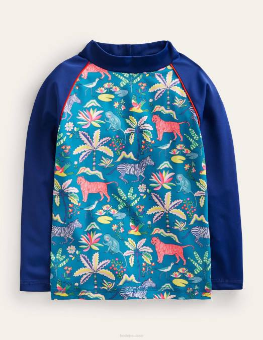 Boden vêtements jardin tropical bleu île bébé gilet anti-éruption imprimé LB2X436