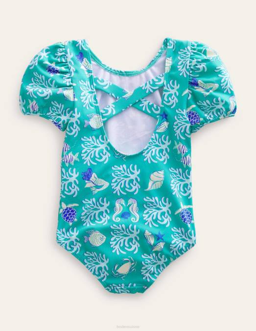 Boden vêtements lagon de printemps tropical bébé maillot de bain imprimé à manches bouffantes LB2X473