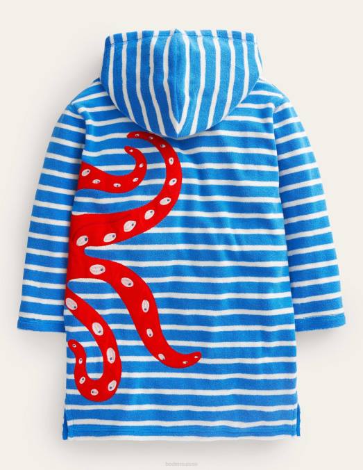 Boden vêtements pieuvre bleu cabana/ivoire bébé jeté en tissu éponge appliqué LB2X455