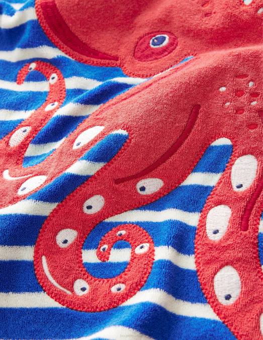 Boden vêtements pieuvre bleu cabana/ivoire bébé jeté en tissu éponge appliqué LB2X455