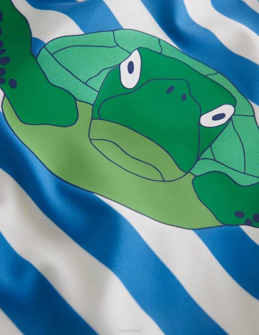 Boden vêtements rayure bleu insulaire et ivoire bébé veste anti-éruption à logo LB2X477