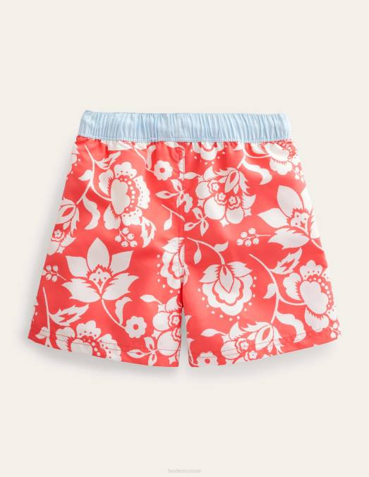Boden vêtements rouge floral bébé shorts de bain LB2X3318