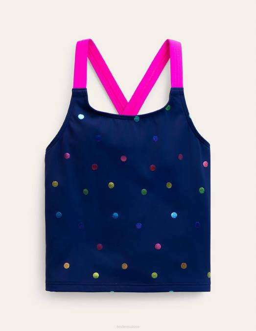 Boden vêtements tache de confettis en aluminium arc-en-ciel bébé haut tankini croisé dans le dos LB2X458
